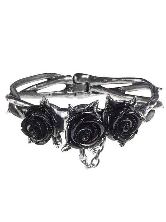 Alchemy Gothic Jewelry - Alchemy England 1977 Wild Black Rose Pewter Bracelet, size M/L (BNWT)